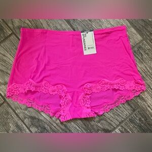 New Nobo, No Boundaries lace trim boyshort panties size XL Electric Pink